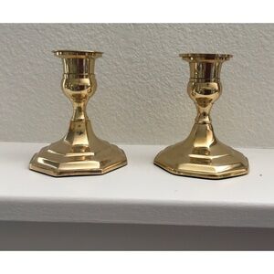 NWT Anthropologie Terrain Antique Brass Candlesticks, Low, Set of 2